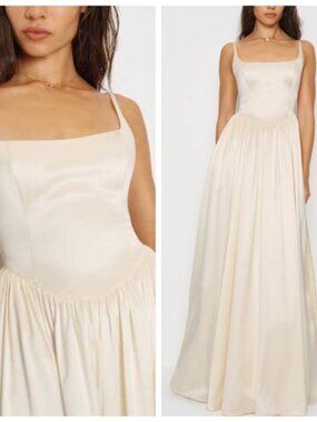 Reformation LIZ Ivory White Silk Maxi Dress Wedding Bridal Gown w/ tags Size 4